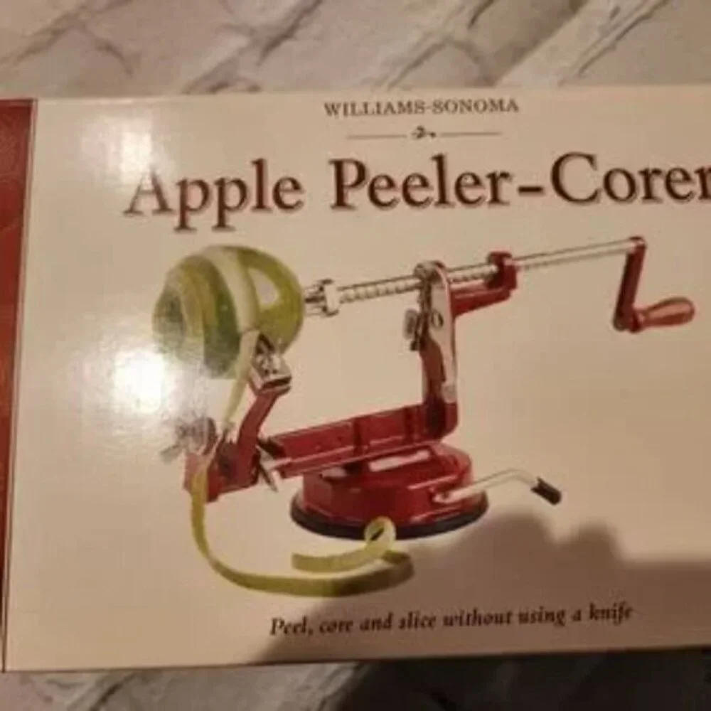 WILLIAMS SONOMA apple peeler corer red enameled cast iron